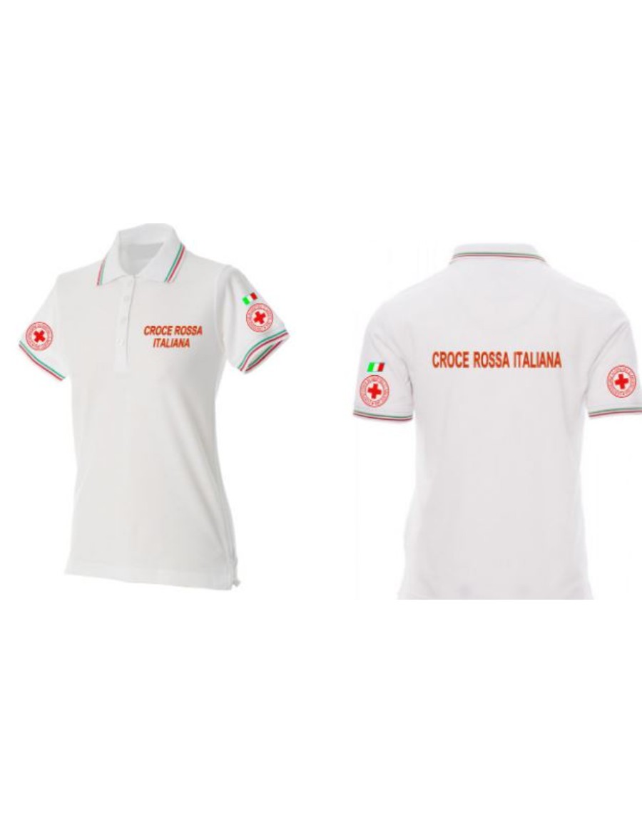 POLO MANICA CORTA 100% COTONE BIANCA CROCE ROSSA