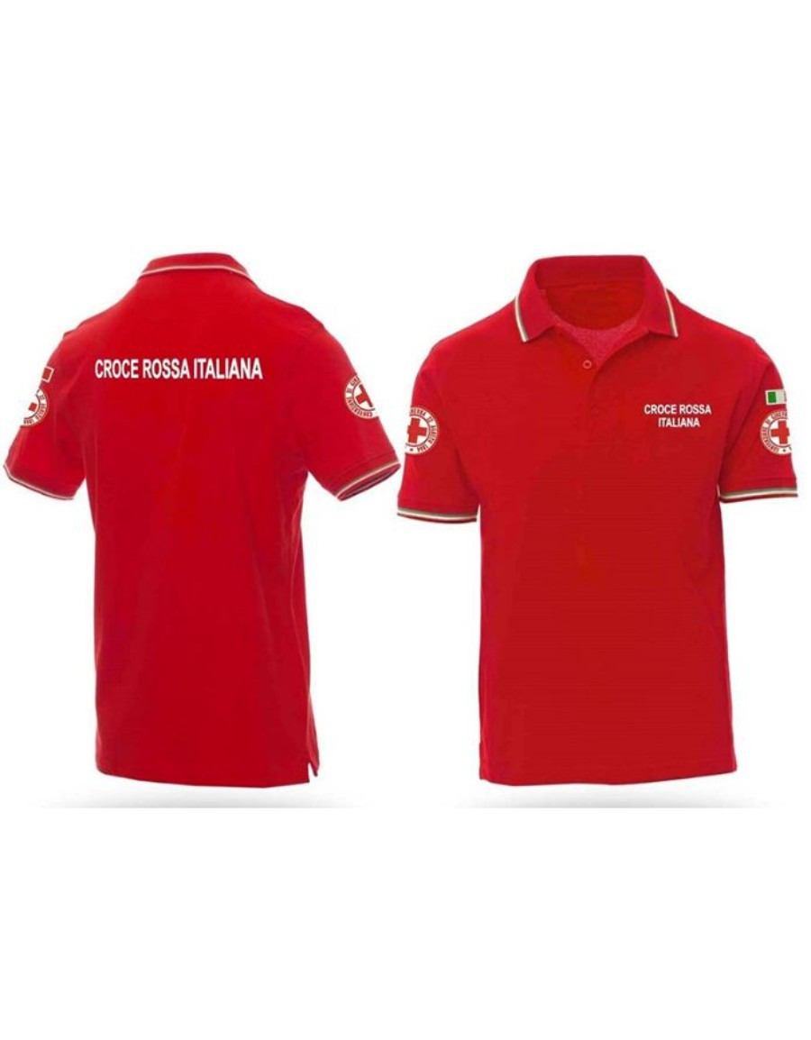 POLO MANICA CORTA 100% COTONE ROSSA CROCE ROSSA